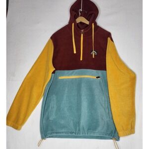 Massive Outdoor Jacket Size L  Color Block 1/4 Zip Fleece Hoodie Men 90s Y2K